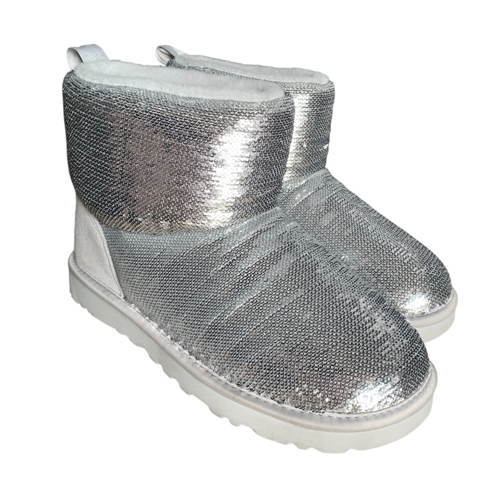 UGG Classic Min Mirror Ball Silver Boots! Retail $190 - Picture 9 of 10
